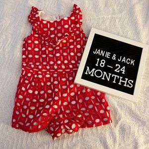 Janie and Jack Eyelet red romper